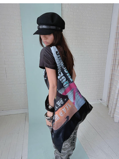 FULLTIDE Vintage Distressed Leather Patchwork Women&