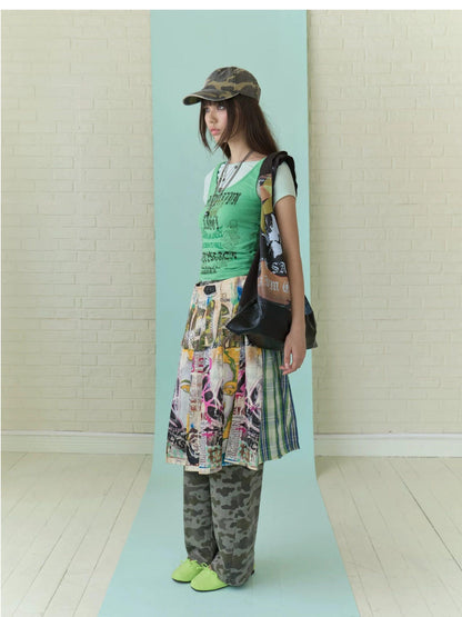 FULLTIDE Vintage Distressed Leather Patchwork Women&