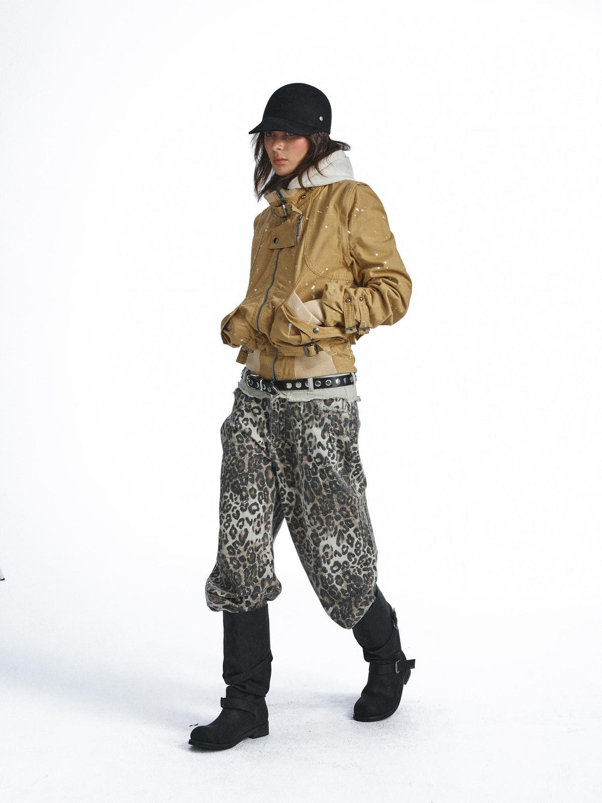 FULLTIDE Vintage Graffiti Splatter Detachable Zip Up Denim Women&