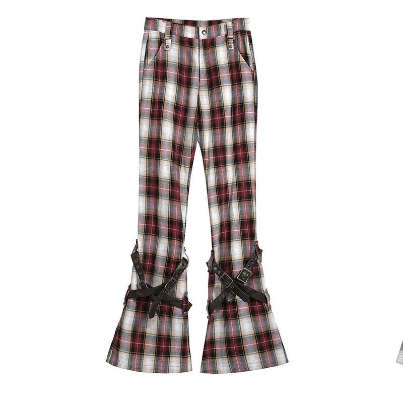 FULLTIDE_Vintage_Plaid_Asymmetric_Pocket_High_Waist_Women&