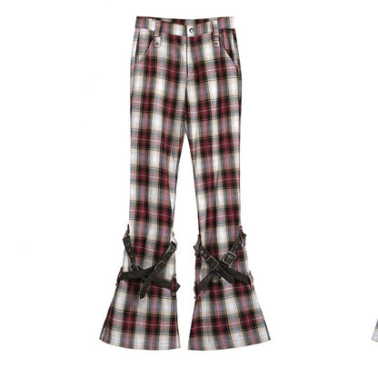 FULLTIDE_Vintage_Plaid_Asymmetric_Pocket_High_Waist_Women&