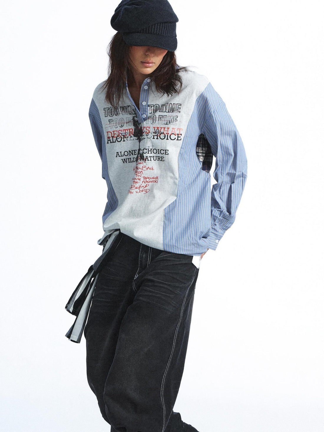 FULLTIDE Vintage Print Deconstructed Patchwork Women&