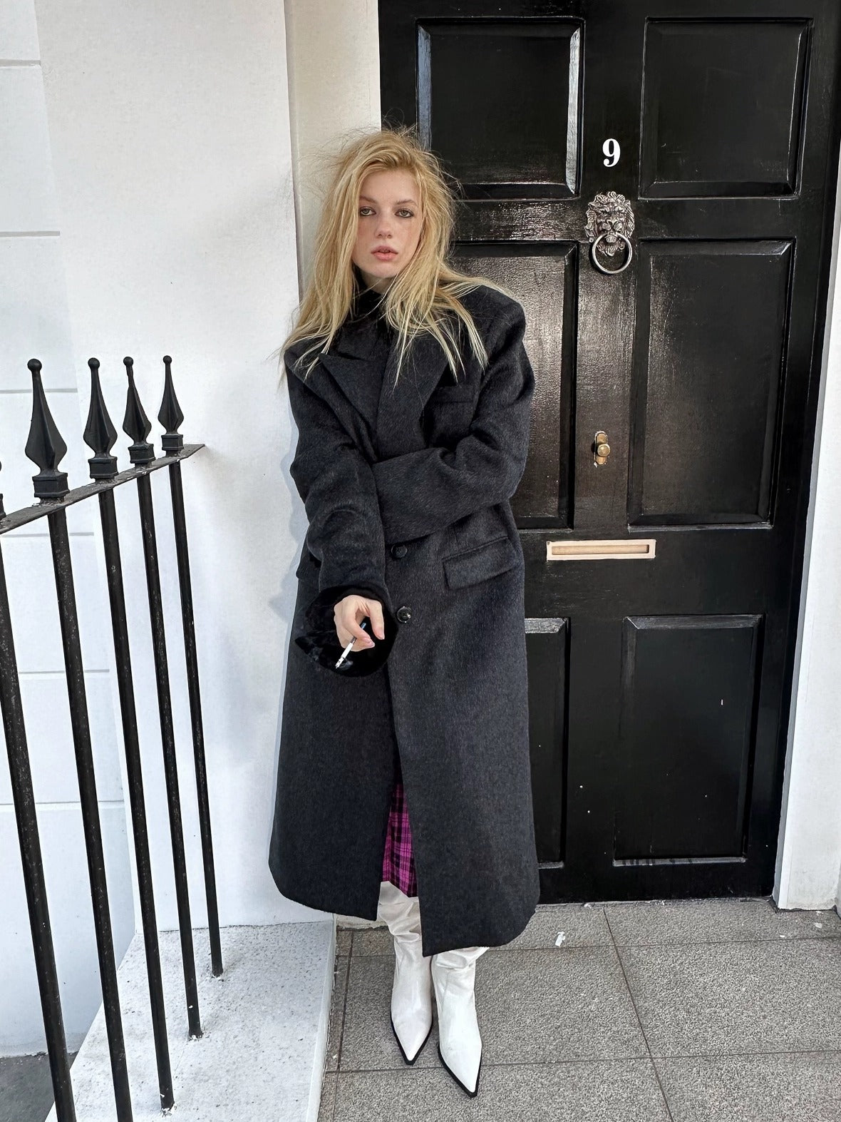 FULLTIDE Warm Lambswool Blend Notched Lapel Single Breasted Women Long Coat