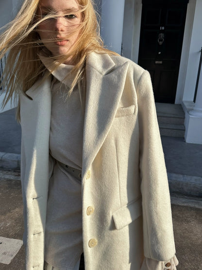 FULLTIDE Warm Lambswool Blend Notched Lapel Single Breasted Women Long Coat