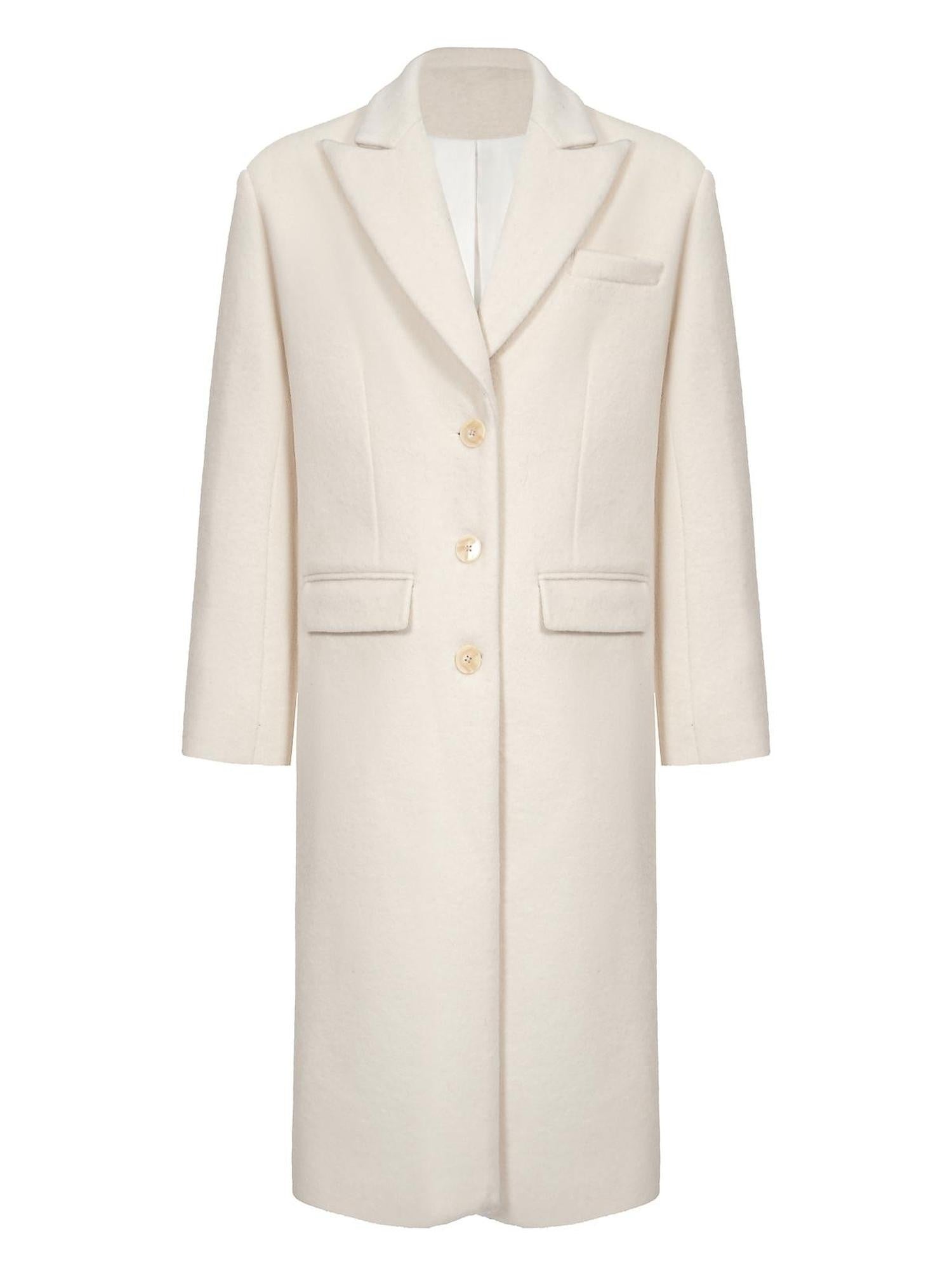 FULLTIDE Warm Lambswool Blend Notched Lapel Single Breasted Women Long Coat