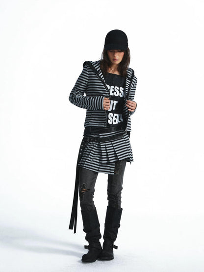 FULLTIDE Washed Distressed Rhinestone Letter Print Women&