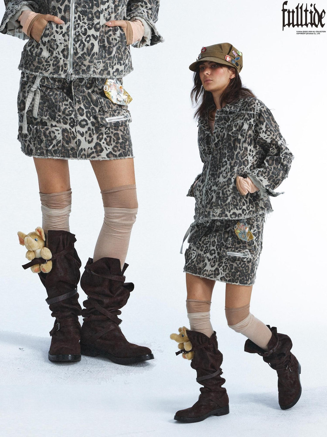 FULLTIDE Washed Gradient Leopard 3d Pocket Low Rise Women&