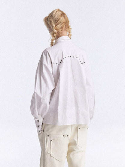 FULLTIDE White Studded Tie 3d Tailored Utility Buttoned Women&