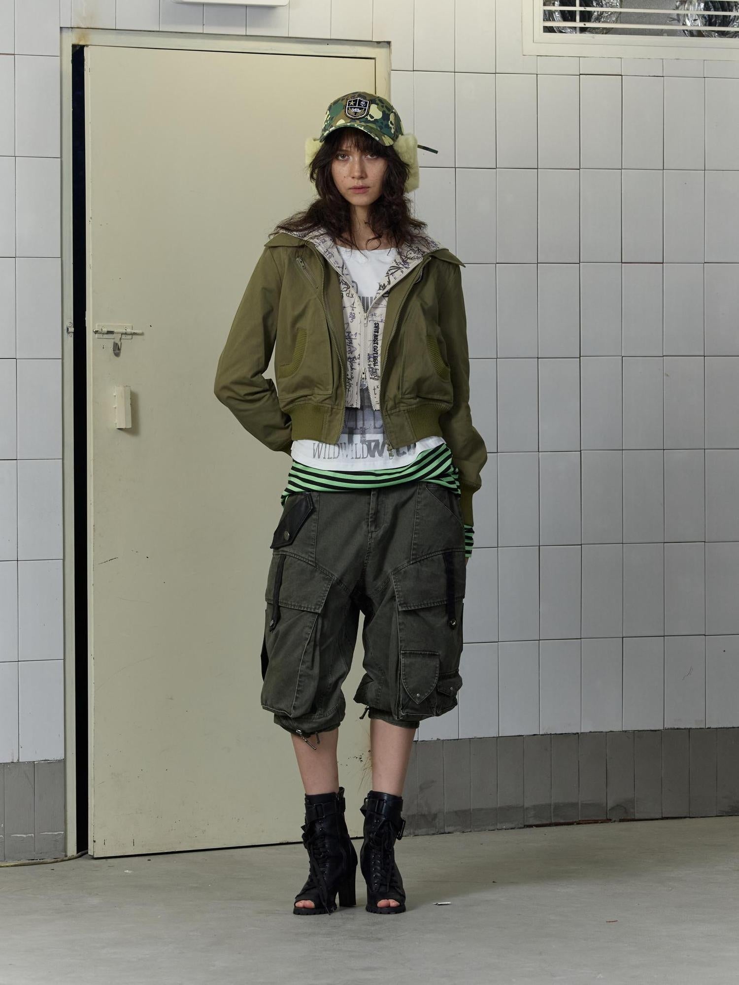 FULLTIDE Windproof Chinese High Waist Hooded Embroidered Mock Layer Unisex Cotton Hoodies