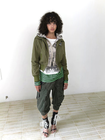 FULLTIDE Windproof Chinese High Waist Hooded Embroidered Mock Layer Unisex Cotton Hoodies