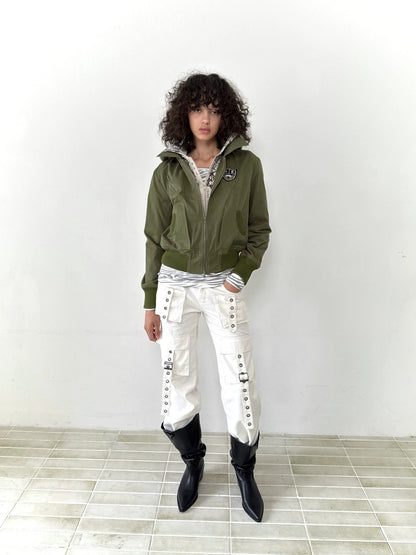 FULLTIDE Windproof Chinese High Waist Hooded Embroidered Mock Layer Unisex Cotton Hoodies