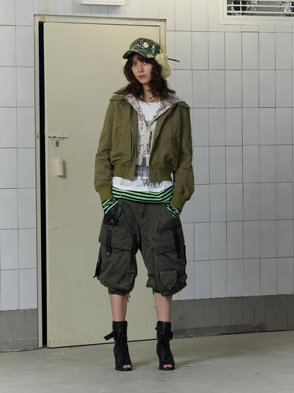 FULLTIDE Windproof Chinese High Waist Hooded Embroidered Mock Layer Unisex Cotton Hoodies