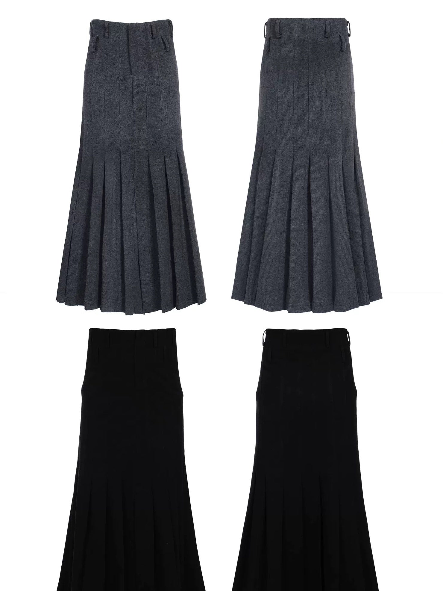 FULLTIDE Wool Blend Tailored Mid Rise Suit Style Women Versatile Maxi Skirt