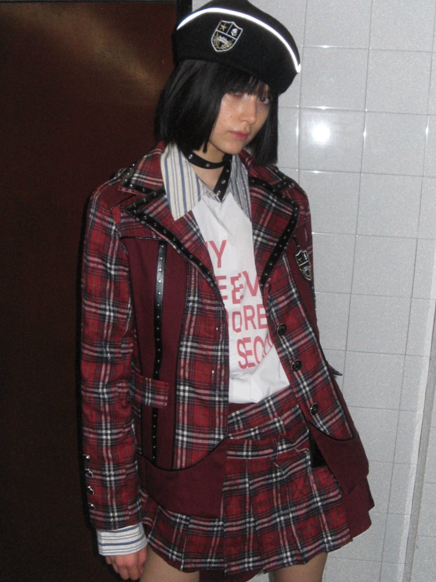 FULLTIDE Wrinkle Resistant Silk Lined Pleated Asymmetric Low Waist Punk Plaid Mini Skirt