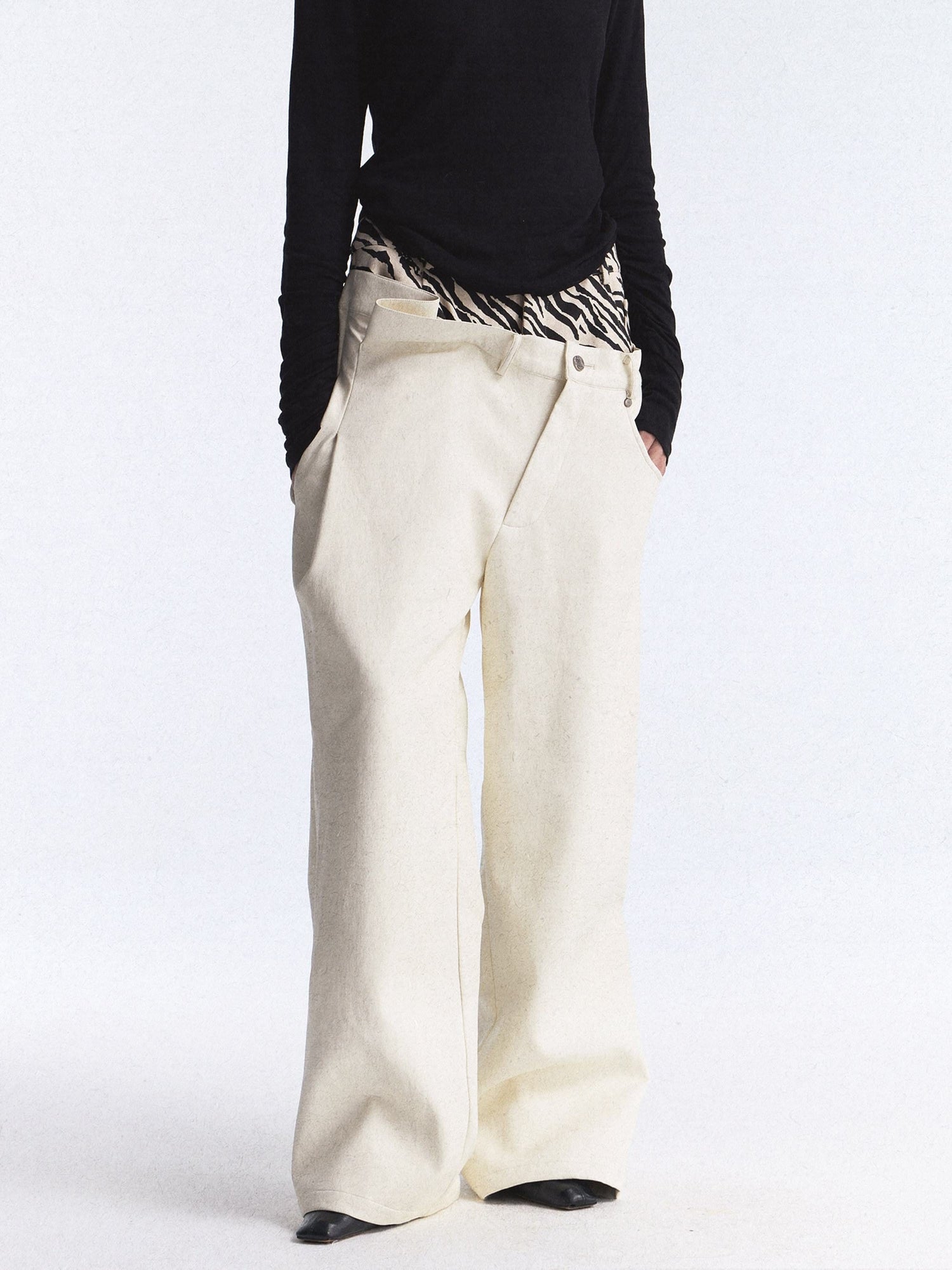 FULLTIDE_Zebra_Print_Asymmetric_Washed_Double_Waist_Women&