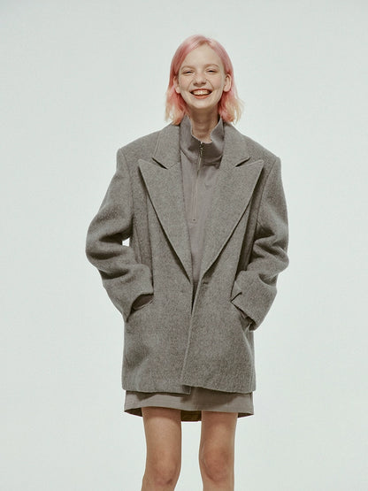 FUSSED_23aw_Wool_Blend_Fleck_Grey_Notched_Collar_Cropped_Blazer_MISSTT