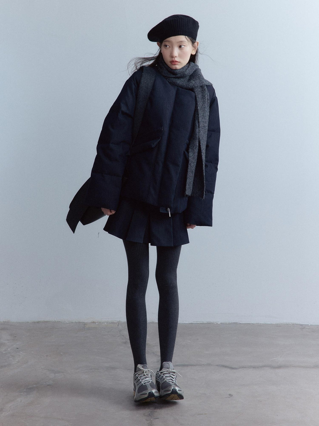 FUSSED 90% White Duck Down Thick Warm Utility Oversized Women Dusk Blue Down Jacket