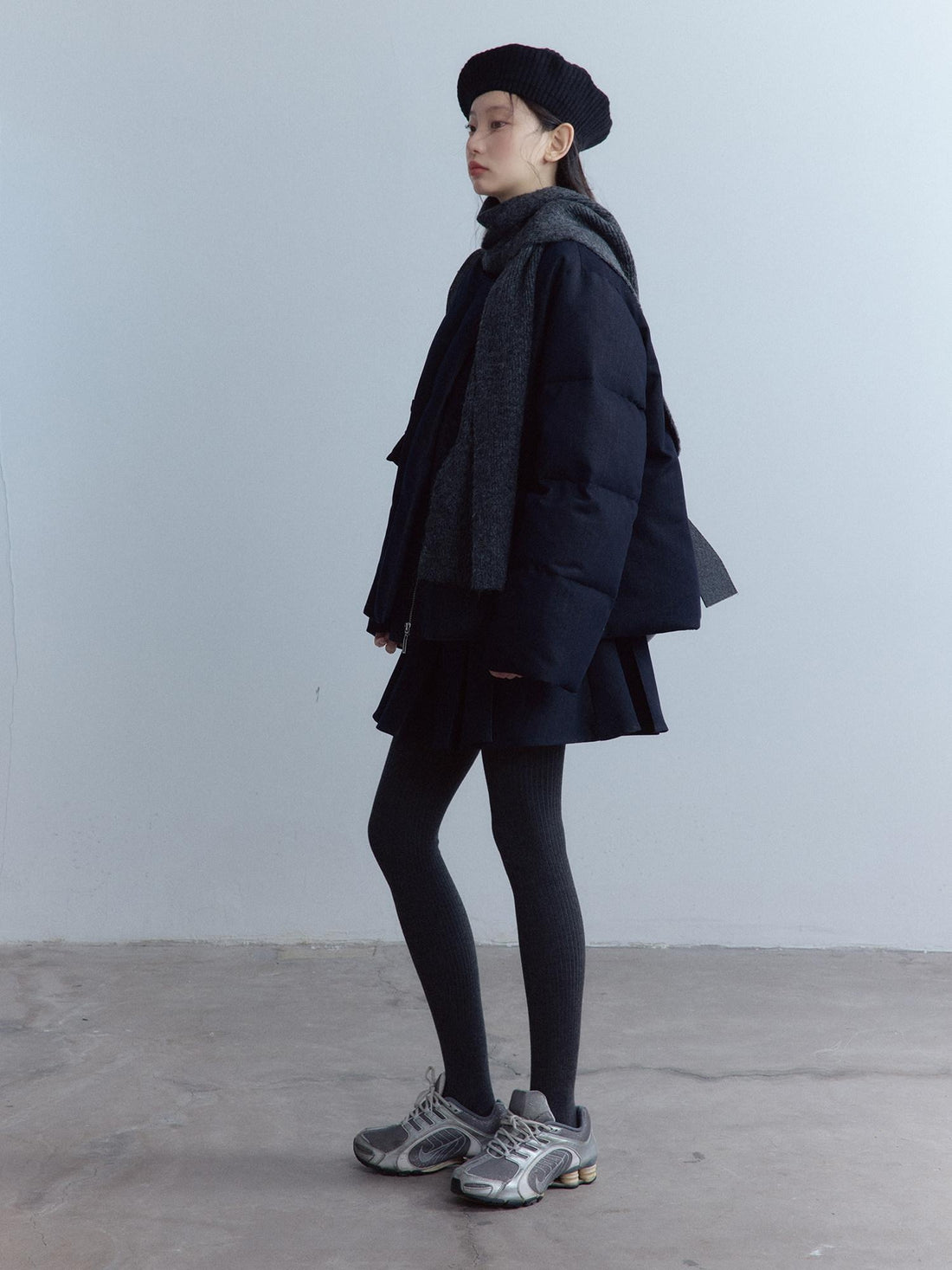 FUSSED 90% White Duck Down Thick Warm Utility Oversized Women Dusk Blue Down Jacket