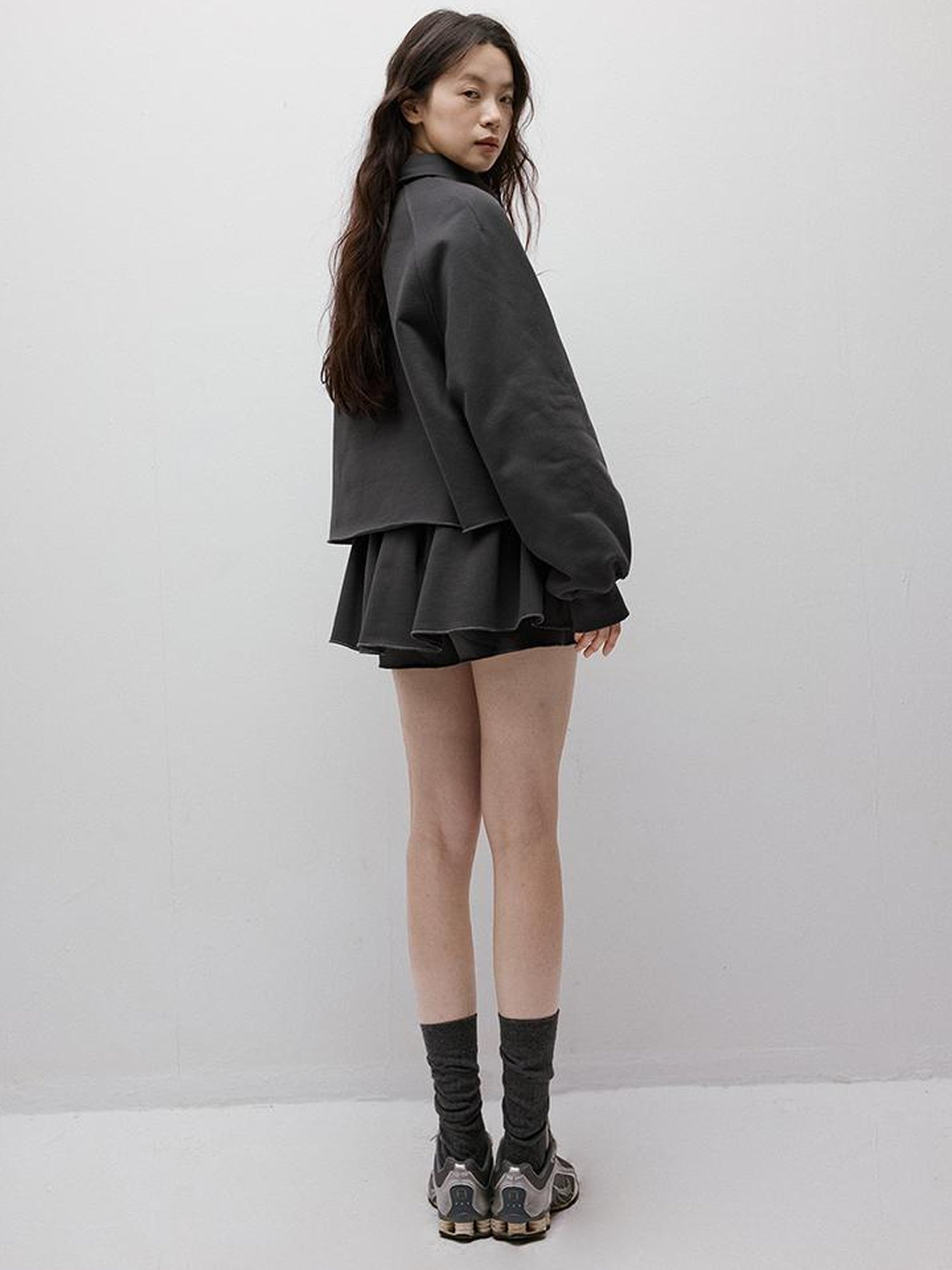 FUSSED Anti Static Thermal Pleated Skirt Pants In Meteor Grey