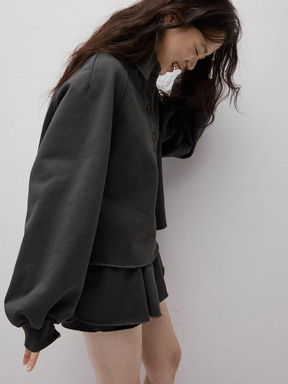 FUSSED Anti Static Thermal Pleated Skirt Pants In Meteor Grey