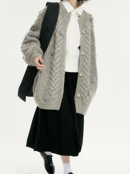 FUSSED Apricot Floral Crochet Chunky Loose Women&
