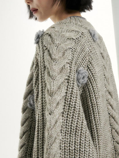FUSSED Apricot Floral Crochet Chunky Loose Women&