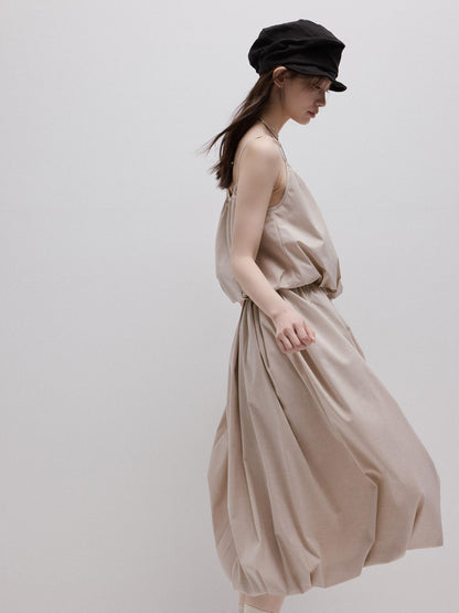 FUSSED Apricot Gray Bubble Texture Petal Hem V-neck Women&