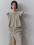 FUSSED_Apricot_Gray_Ruched_Babydoll_Flutter_Sleeve_Women&