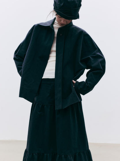 FUSSED Asymmetric Collar Raglan Sleeve Cotton Women&