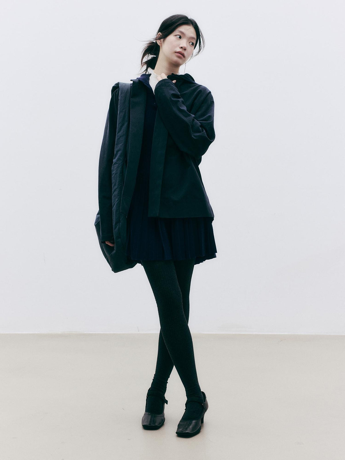 FUSSED Asymmetric Collar Raglan Sleeve Cotton Women&