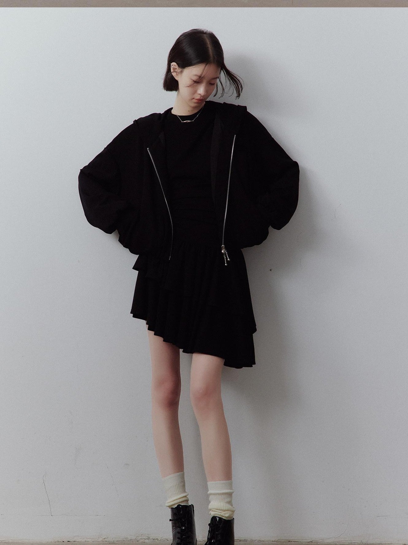 FUSSED Asymmetric Deconstructed Pleated Aline Women&
