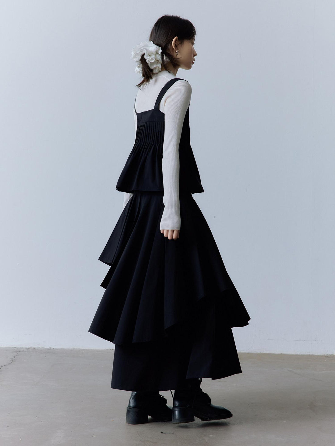 FUSSED Asymmetric High Waist A Line Cotton Loose Fit Casual City Travel Maxi Skirt