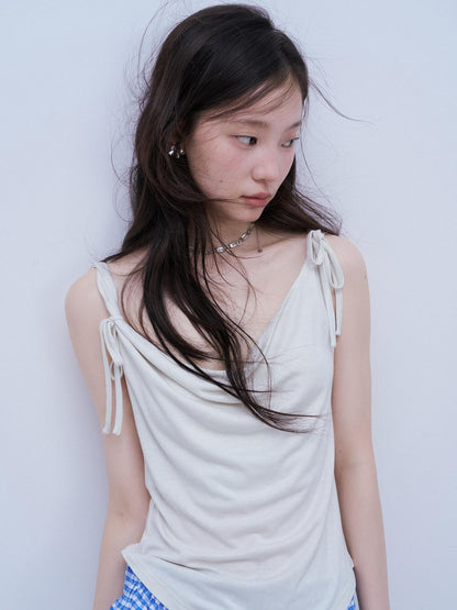 FUSSED Asymmetrical Draped Cowl Strappy Knit Women&