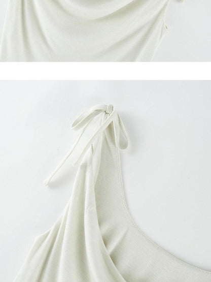 FUSSED Asymmetrical Draped Cowl Strappy Knit Women&
