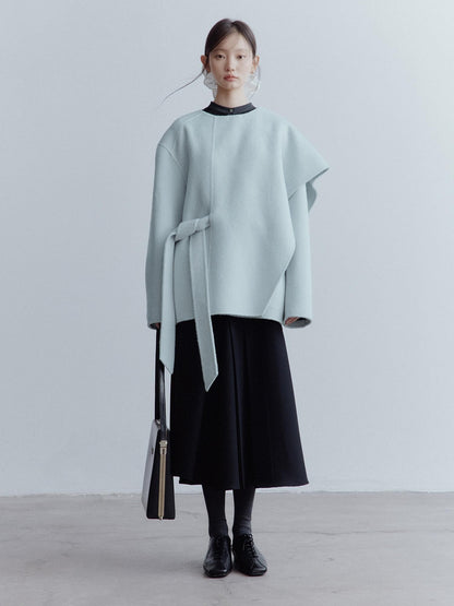 FUSSED Baby Blue Heavy Deconstructed Double Faced Shawl Women&