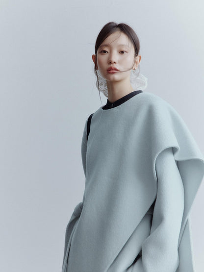 FUSSED Baby Blue Heavy Deconstructed Double Faced Shawl Women&