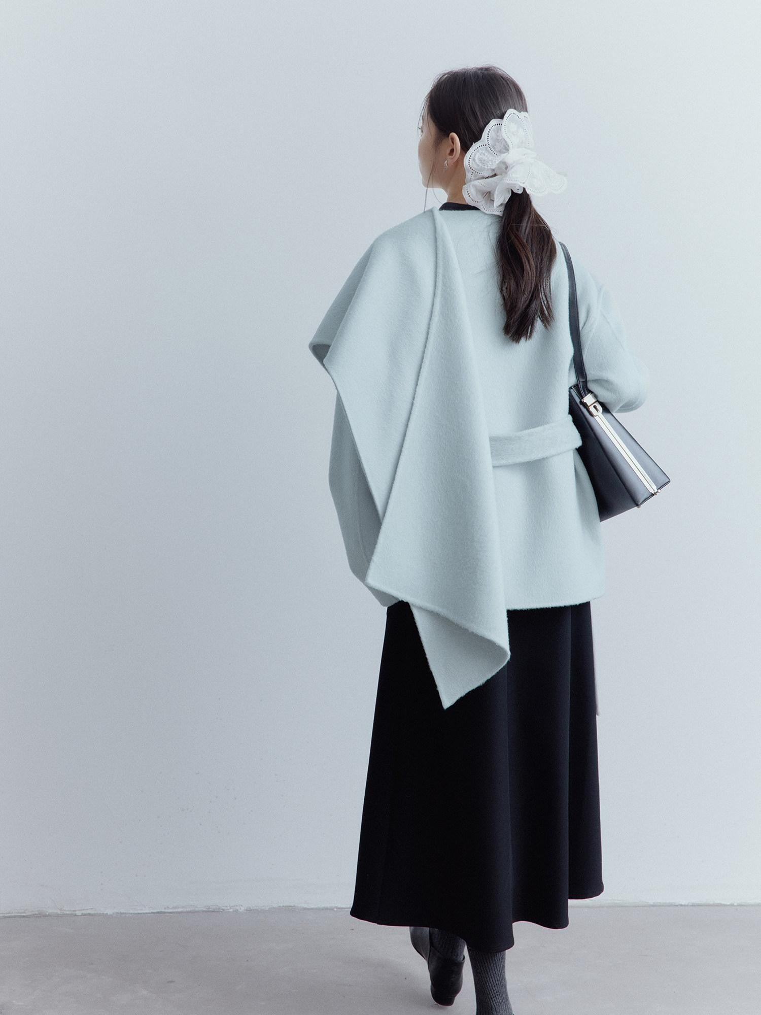 FUSSED Baby Blue Heavy Deconstructed Double Faced Shawl Women&