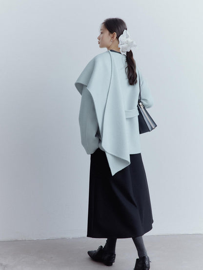 FUSSED Baby Blue Heavy Deconstructed Double Faced Shawl Women&