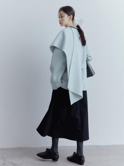 FUSSED Baby Blue Heavy Deconstructed Double Faced Shawl Women&