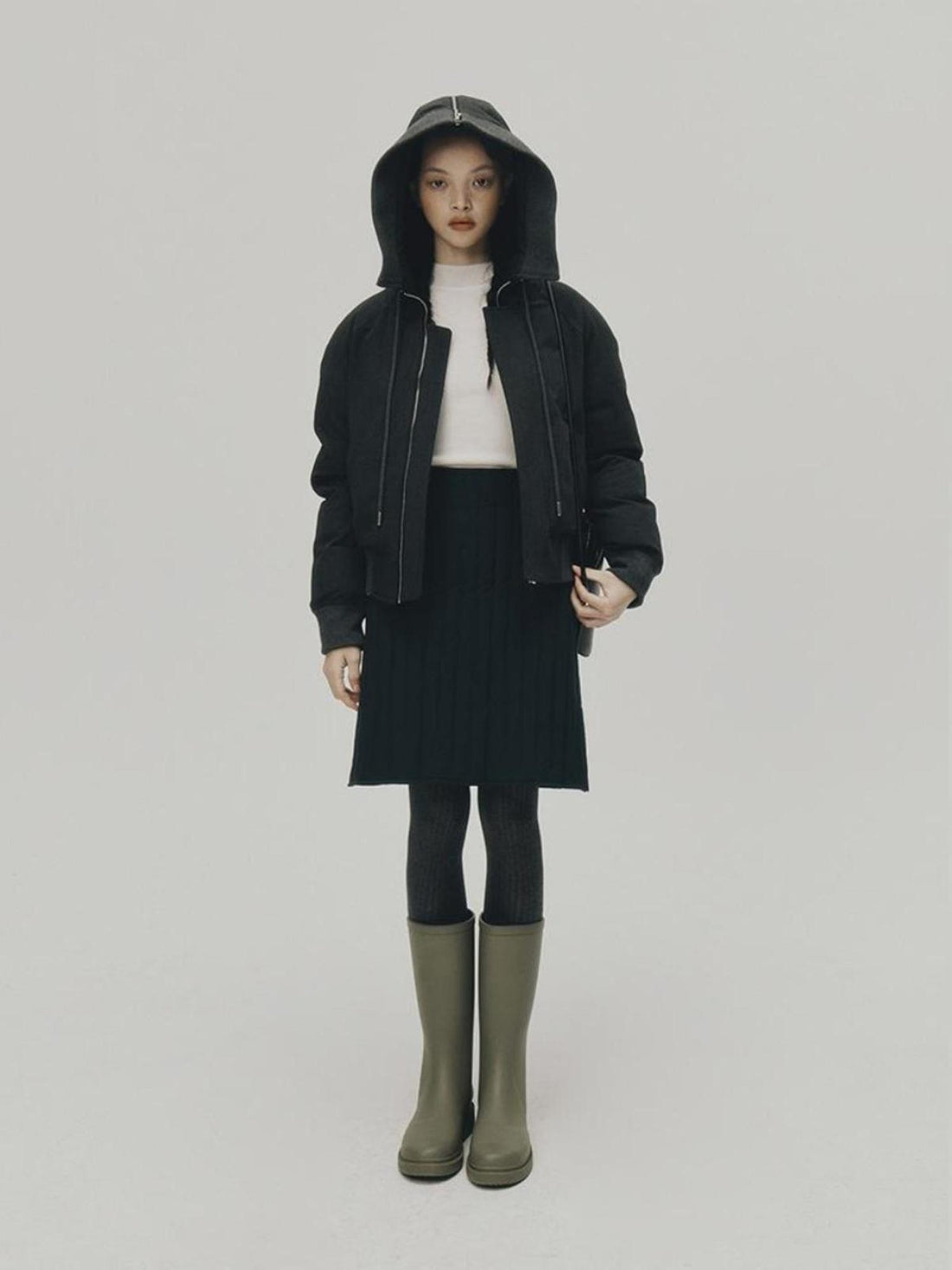 FUSSED Barrel Quilted Down Skirt Navy Blue 90 White Duck Fill