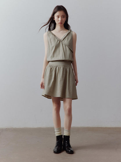 FUSSED Bean Gray Layered Paneling Asymmetric Cinched Waist Women&