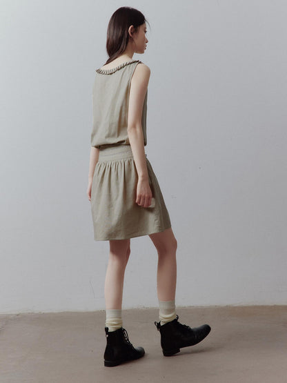 FUSSED Bean Gray Layered Paneling Asymmetric Cinched Waist Women&