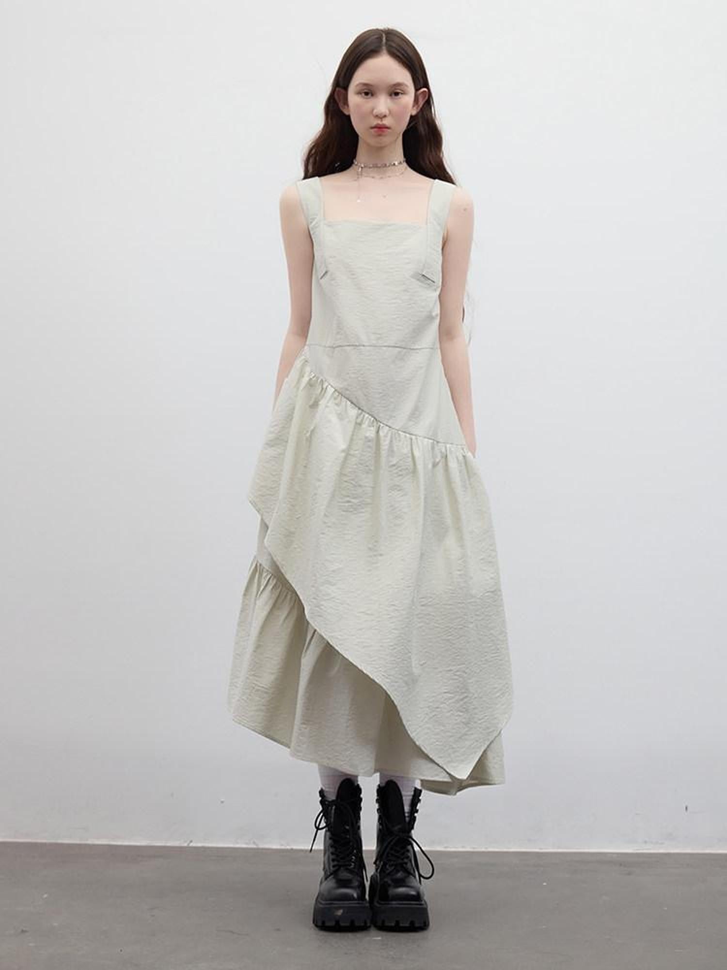 FUSSED Bean Green Asymmetrical Irregular Layer Women&