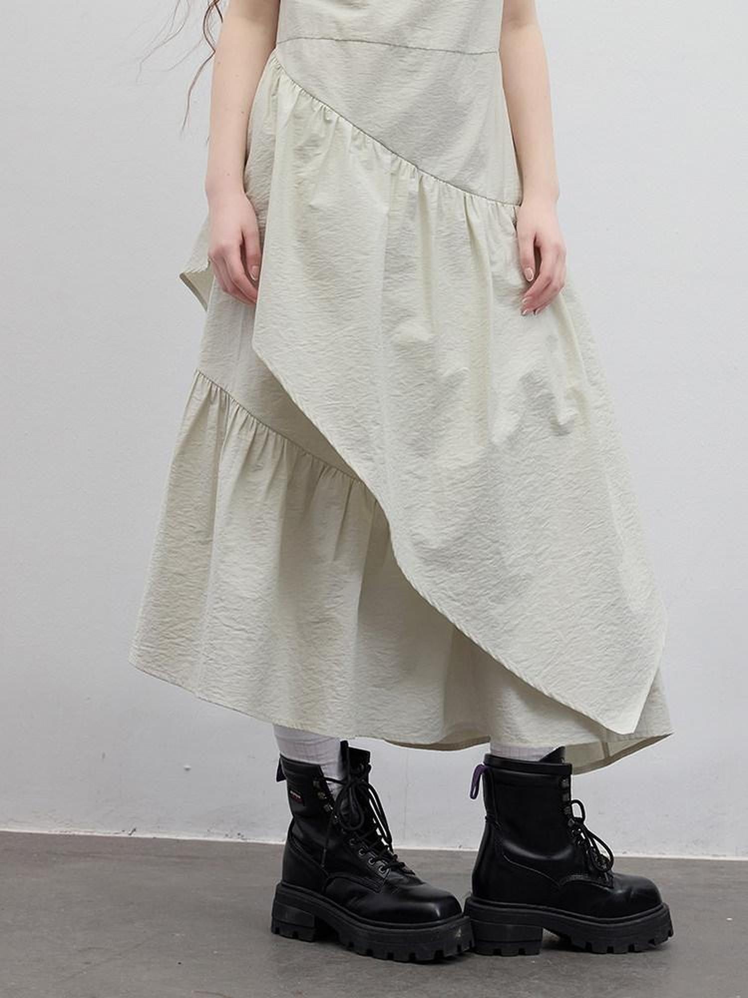 FUSSED Bean Green Asymmetrical Irregular Layer Women&