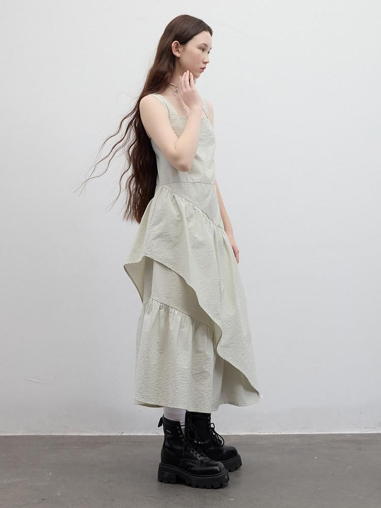 FUSSED Bean Green Asymmetrical Irregular Layer Women&