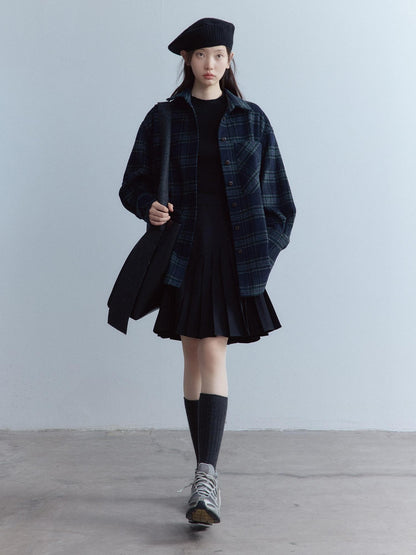 FUSSED Black College Asymmetrical Pressed Pleats Women&