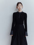 FUSSED Black Rope Cable Knit Shirt Collar Slimming Women&