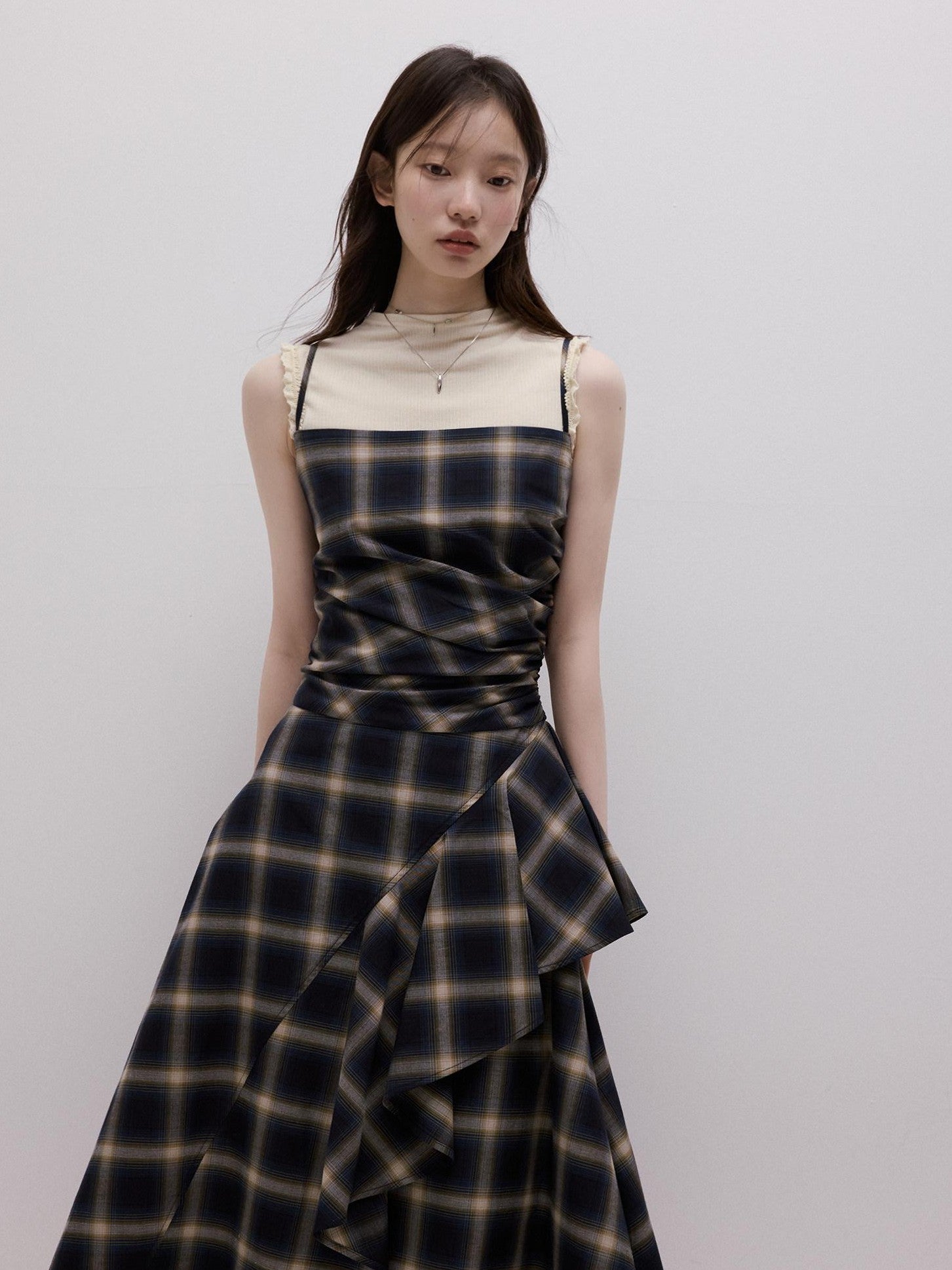 FUSSED Blue Duplin Check Deconstructed Spliced Women&