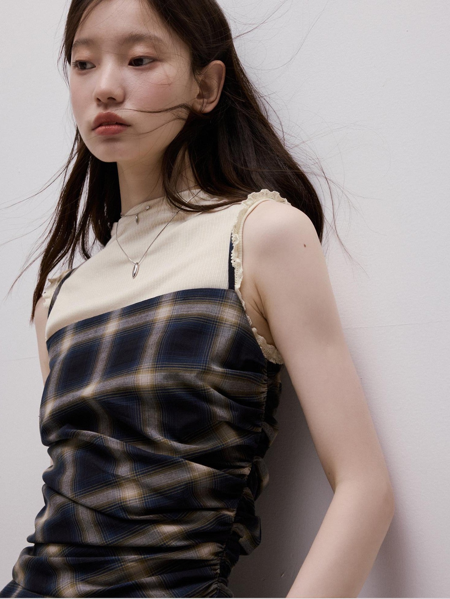 FUSSED Blue Duplin Check Deconstructed Spliced Women&