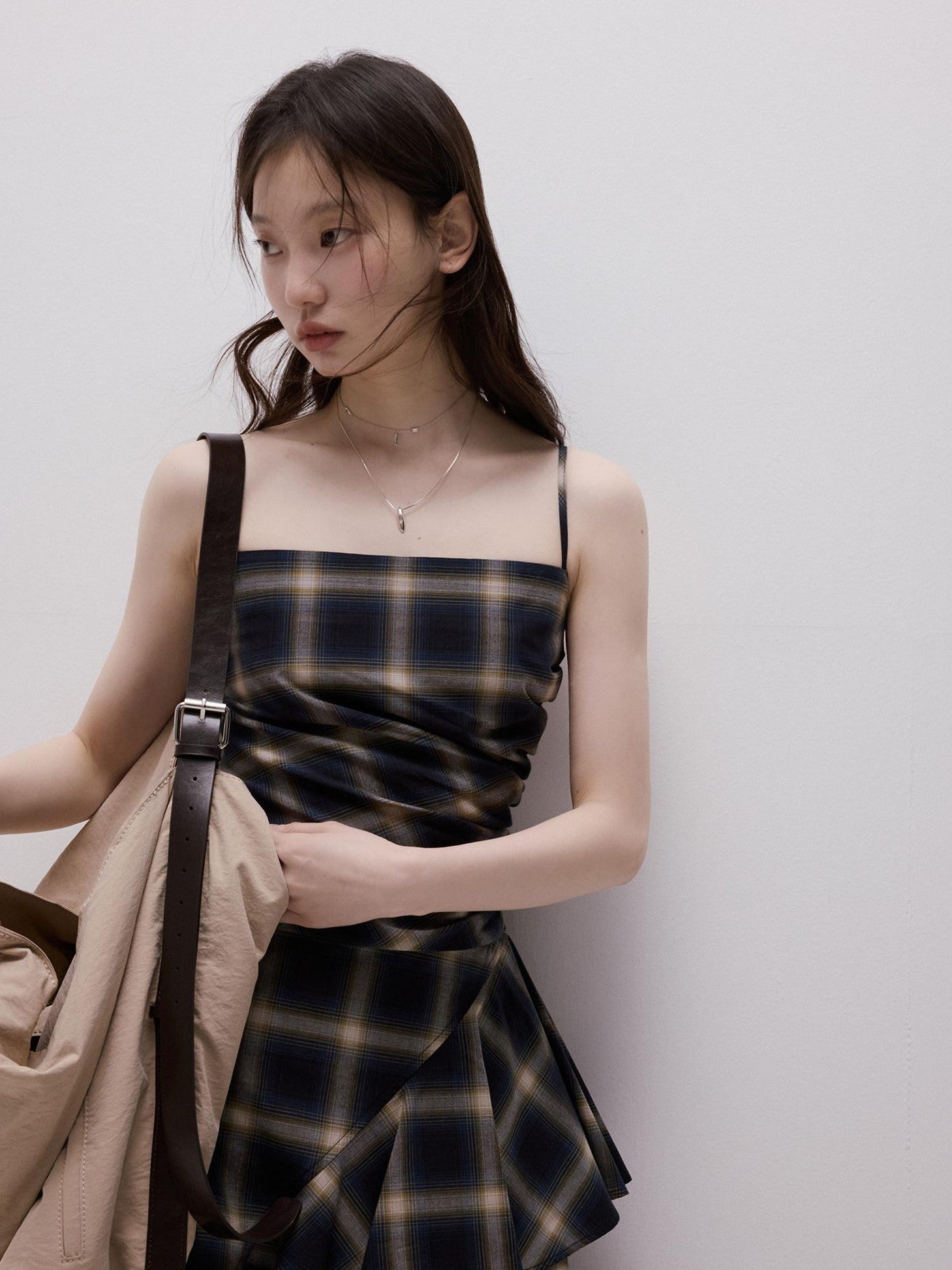FUSSED Blue Duplin Check Deconstructed Spliced Women&